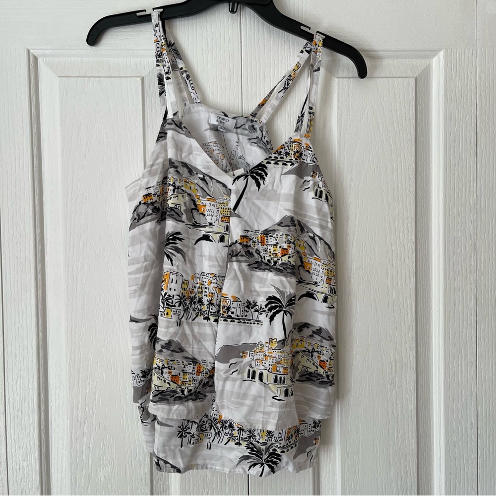 Women’s Tops, Crown And Ivy, White, Print, Small